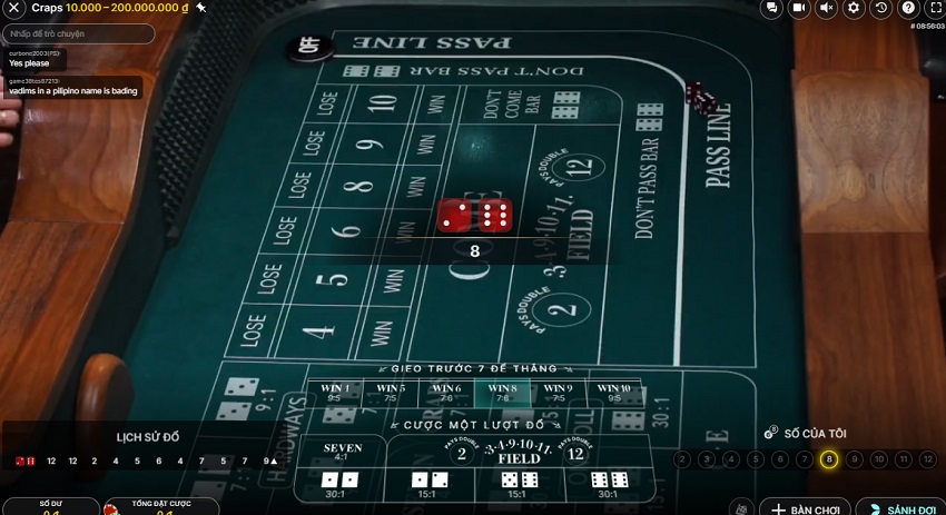 Hinh thuc dat cuoc CRAPS 188Bet