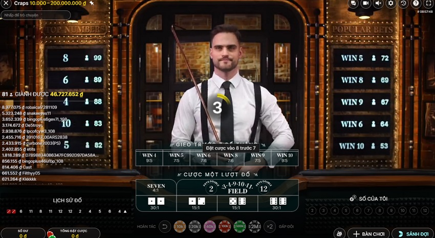 Kinh nghiem cuoc Craps 188Bet