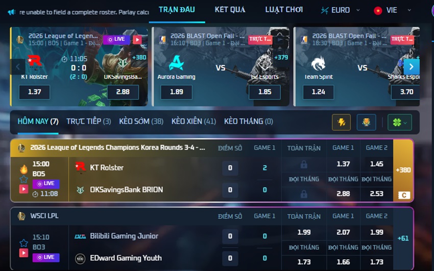 Hinh thuc cuoc League of Legends JBO